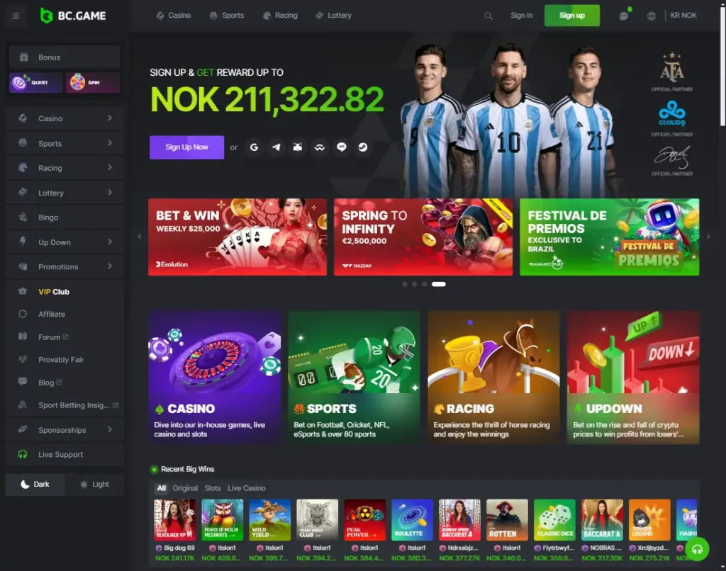 BC Game Index Norsk Messi