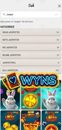 Jackpot search animated Wyns logo