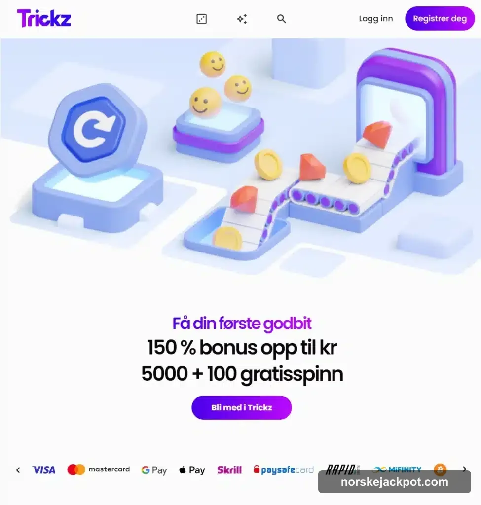 Trickz Casino forside hos NorskeJackpot
