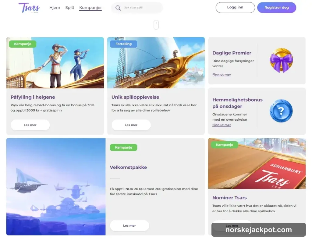 Tsars Casino bonus og kampanjer