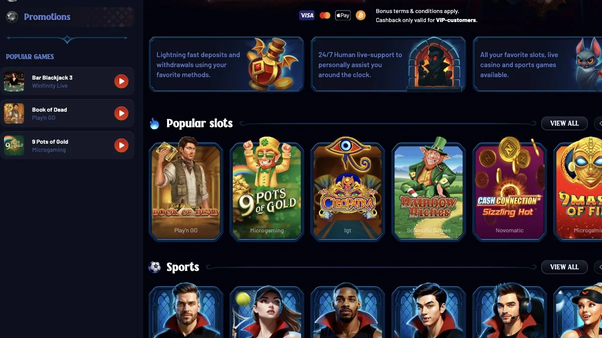 Dracula forside i NorskeJackpot-testen