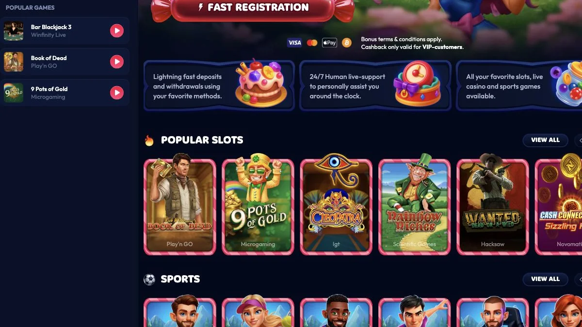 Gambiva forside i NorskeJackpot-testen