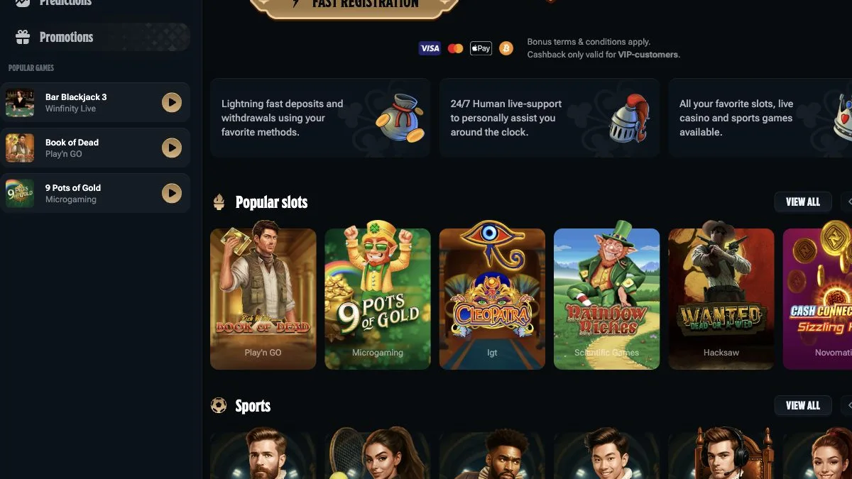 Kingdom Casino forside i NorskeJackpot-testen