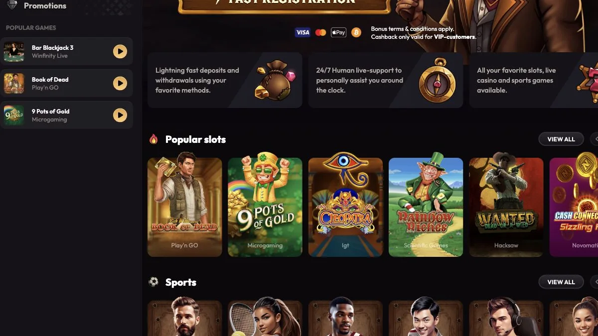 Mad Casino forside i NorskeJackpot-testen