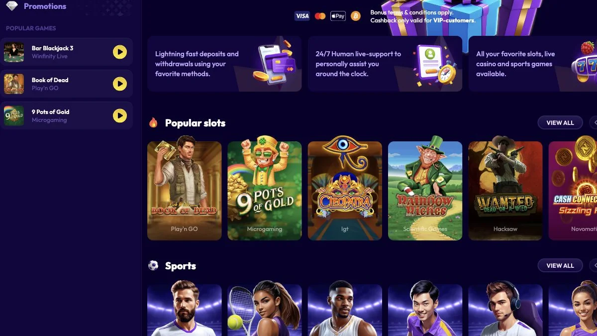 Slottio forside i NorskeJackpot-testen